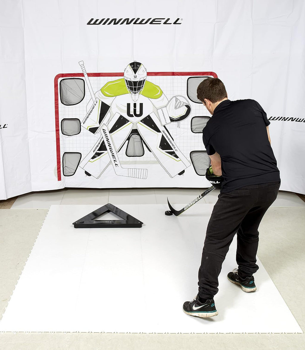 Winnwell Triangle Hockey Passing Aid - Passing & Stick Handling Trainer for On or Off Ice, Help Improve Puck Control & Shooting with Rubber Rebounder Passing Aide | Equipment Made for Kids & Adult