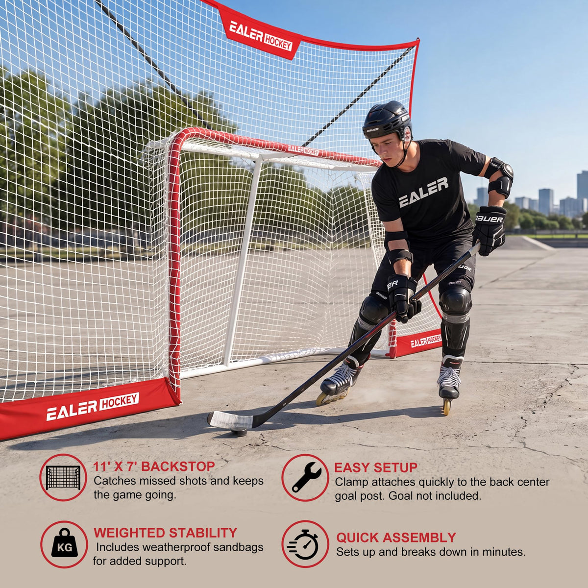 EALER Heavy Duty Hockey Training System â Goals, Backstops & Shooting Practice Nets for Ice & Street Hockey