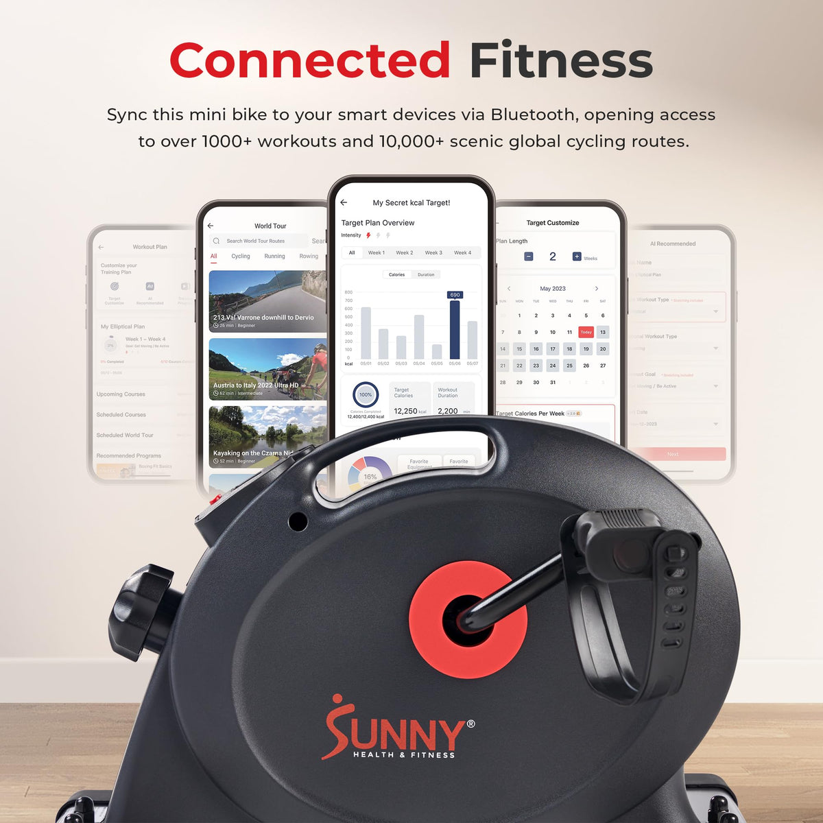 Sunny Health & Fitness Smart Mini Cycle, Under Desk Pedal Arm/Leg Exerciser