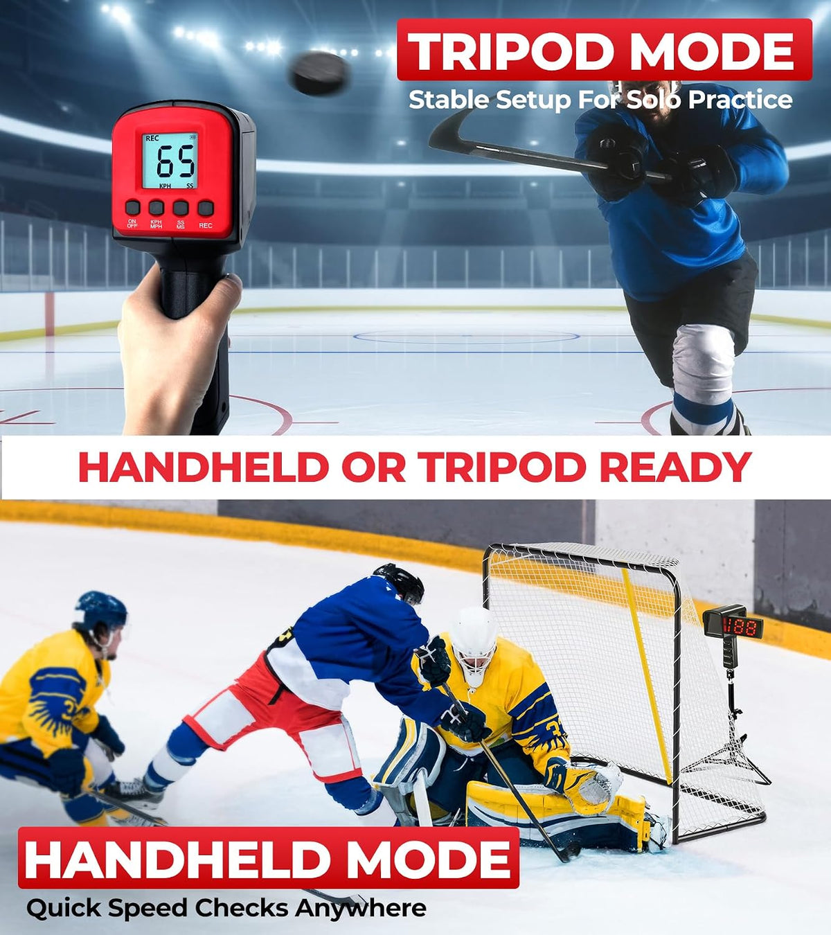 54-Inch Heavy-Duty Street Hockey Goal and Speed Radar Set