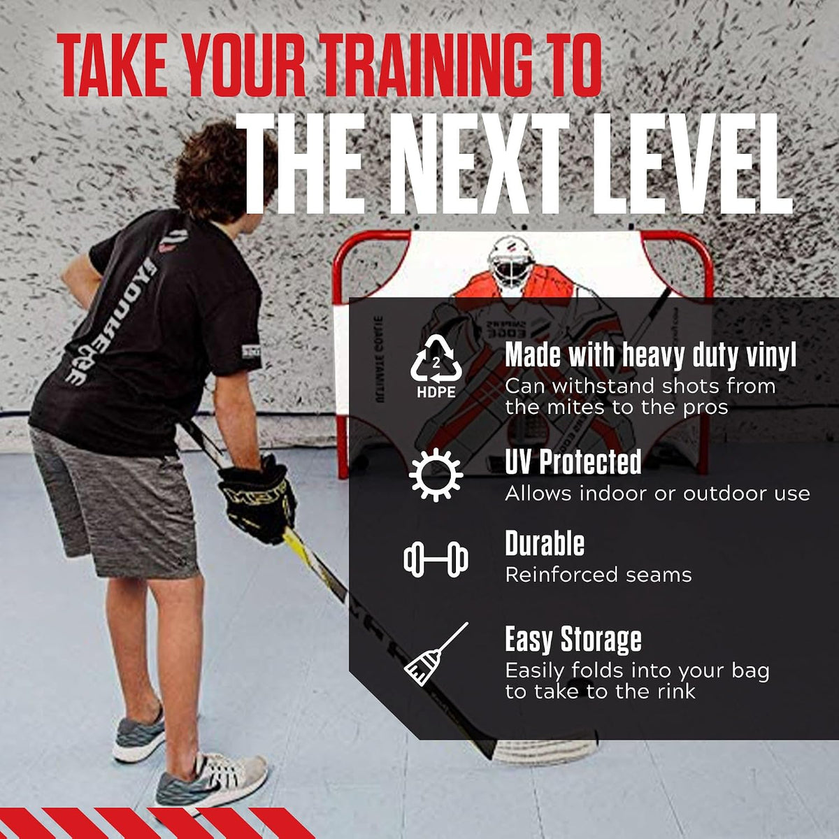 Snipers Edge Hockey Ultimate Goalie Shooter Tutor â Fits Inside Goal, Durable Impact-Resistant Vinyl, Enhances Shooting Accuracy, Ideal for Training & Practice, Dryland Hockey Accessories