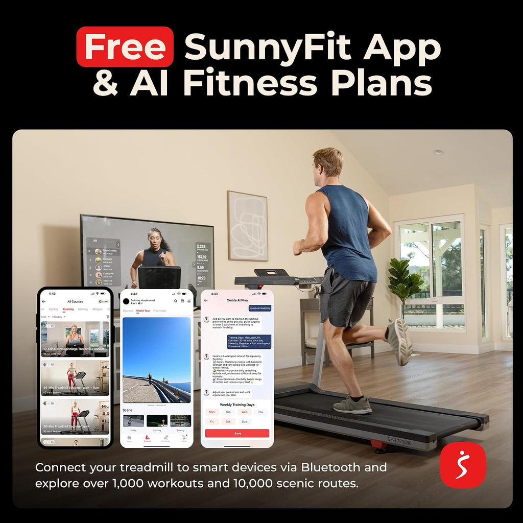 Sunny Health & Fitness Fully Assembled Auto Incline Treadmill for Home Gym
