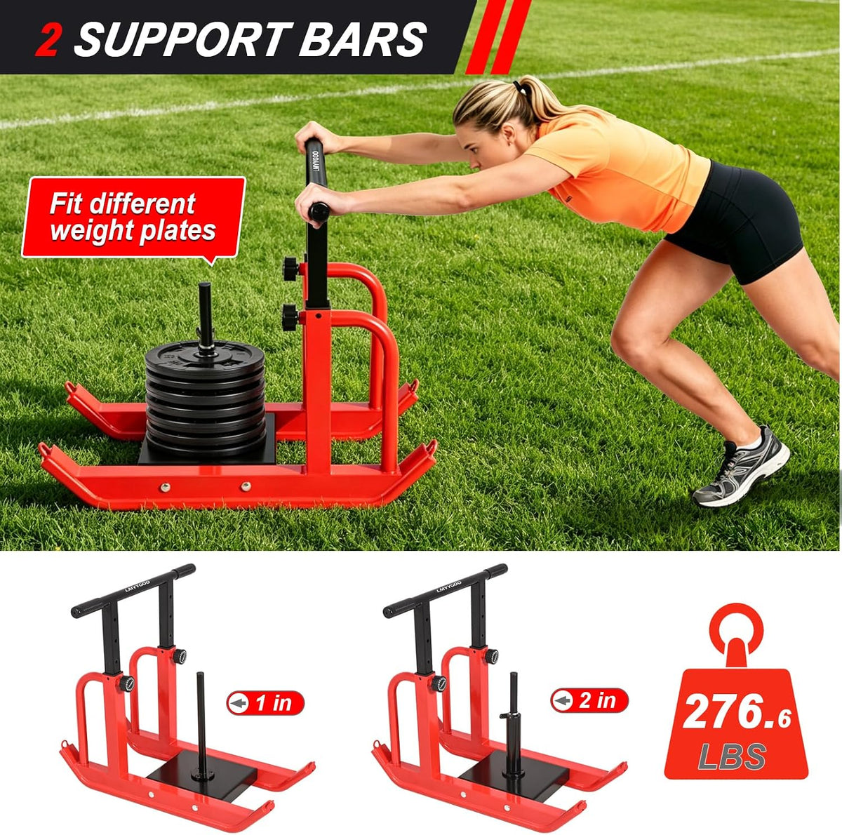 Heavy-Duty Training Sled, 5-Level Height Adjustment, Push/Pull Dual-Use