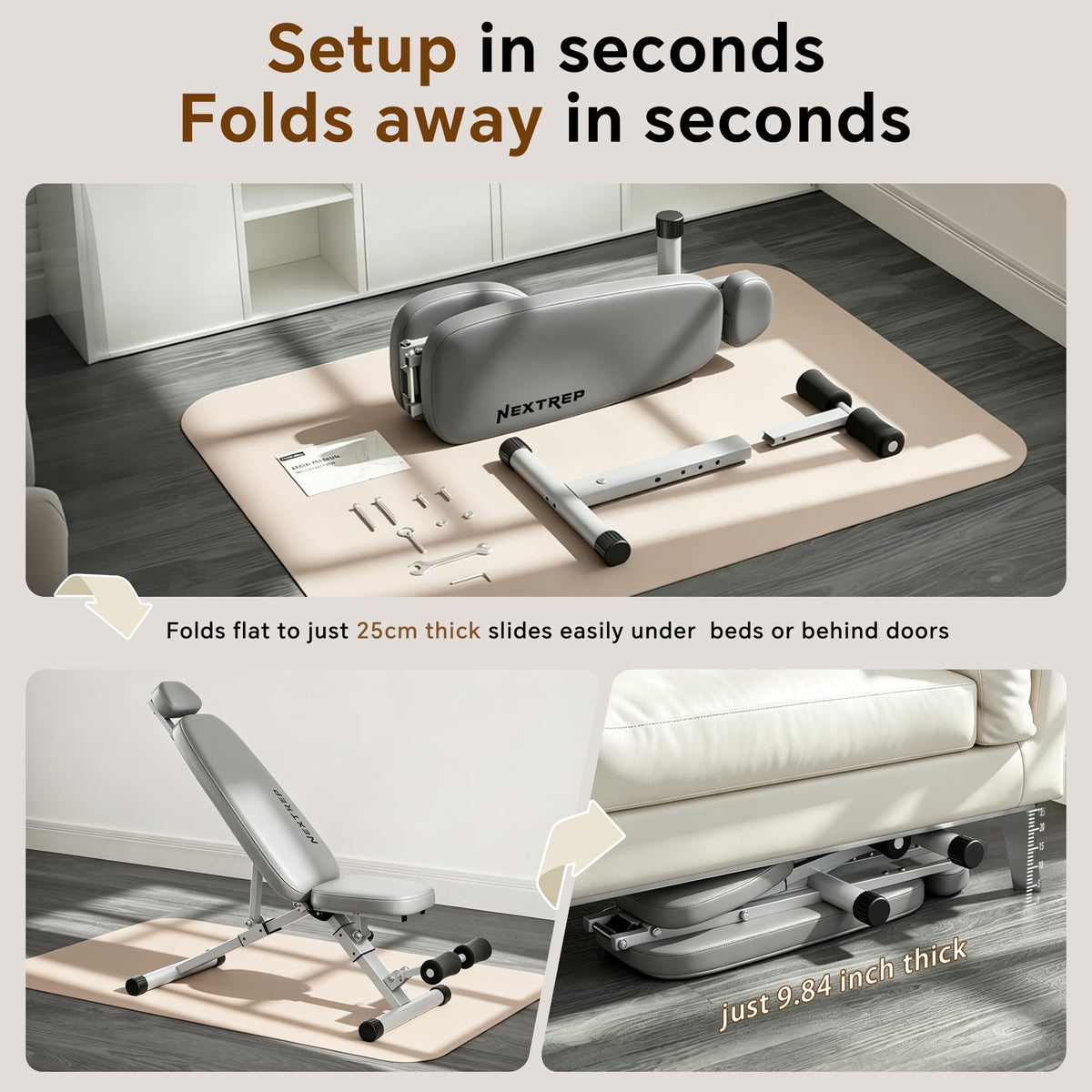 Adjustable Weight Bench for Home Gym, Workout Bench for Bench Press, Full Body Workout Incline Decline Flat Utility Exercise Bench, Full-Pin Mechanism lnnovative Fast Folding Strength Training Benches