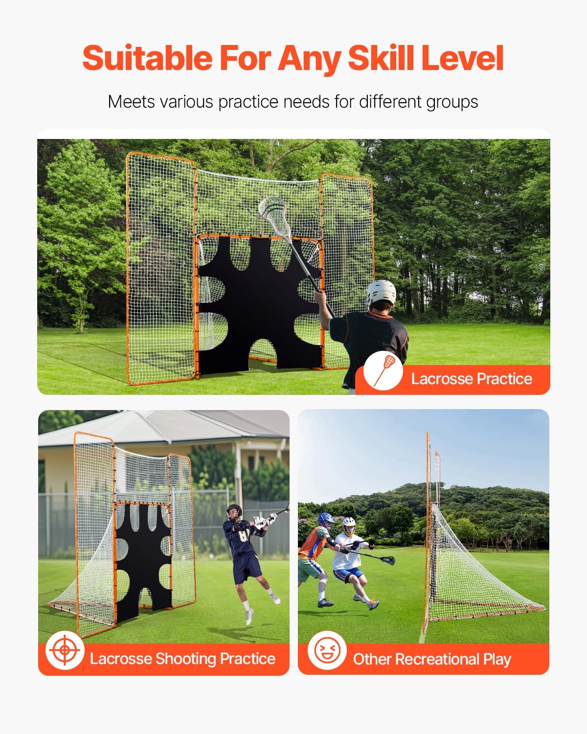VEVOR Lacrosse Goal,Complete Portable Lacrosse Net Training Accessory Set