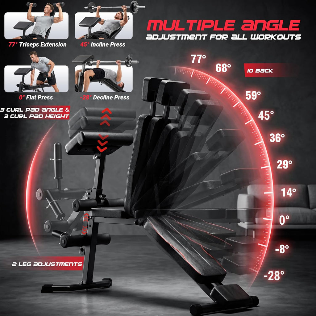 ANCHEER Adjustable Weight Bench with Leg Extension and Leg Curl