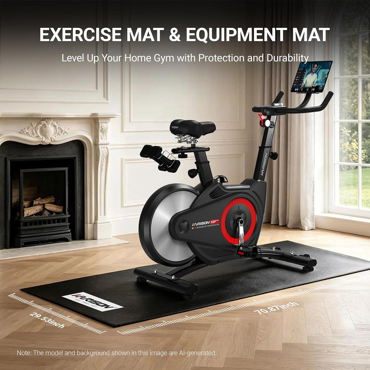 HARISON Exercise Equipment Mat for Treadmills, Bikes and Rowing Machines