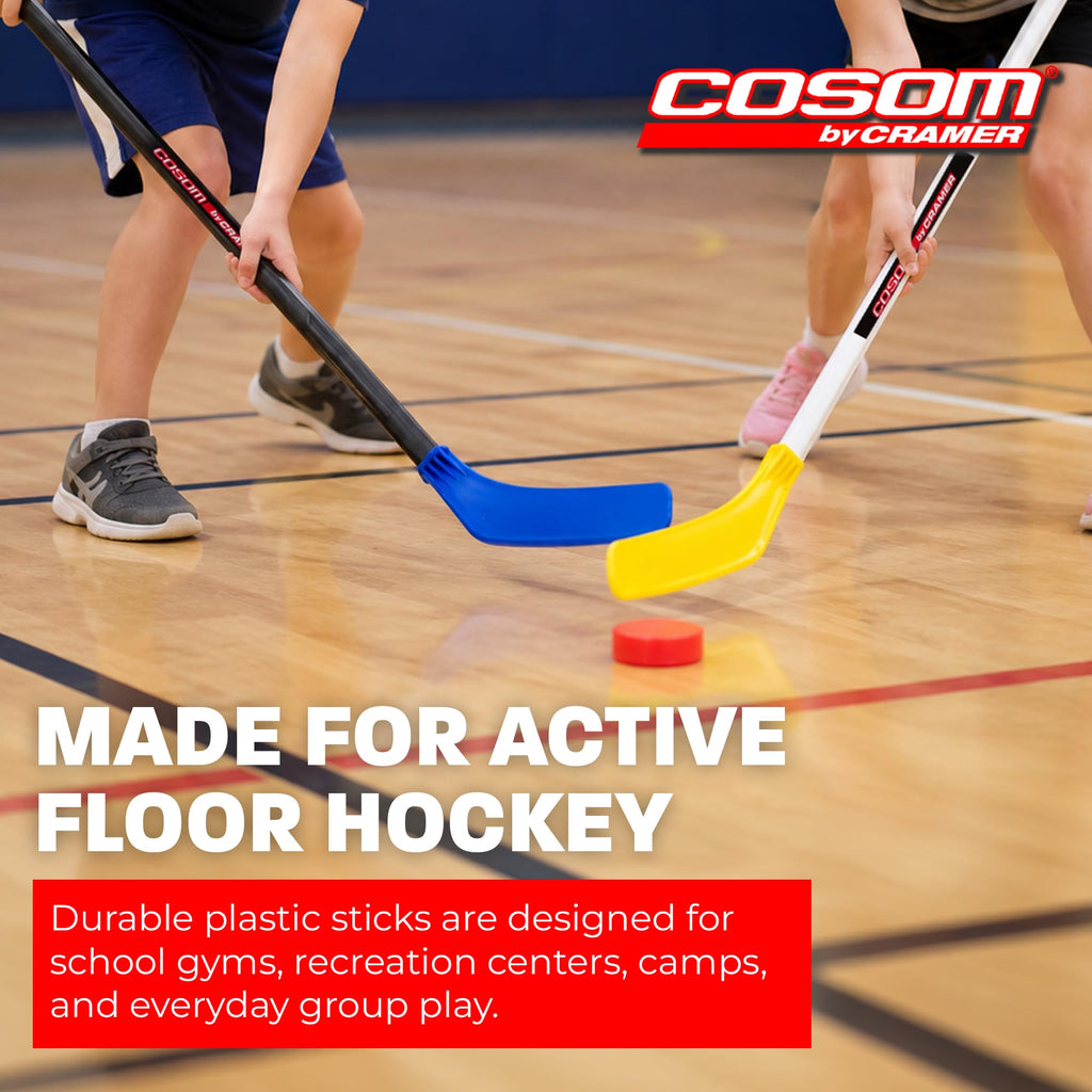 Cosom Junior Hockey Sticks for Floor Hockey and Street Hockey for Kids, Youth Hockey Set, PHYS Ed Hockey Equipment, Hockey Training