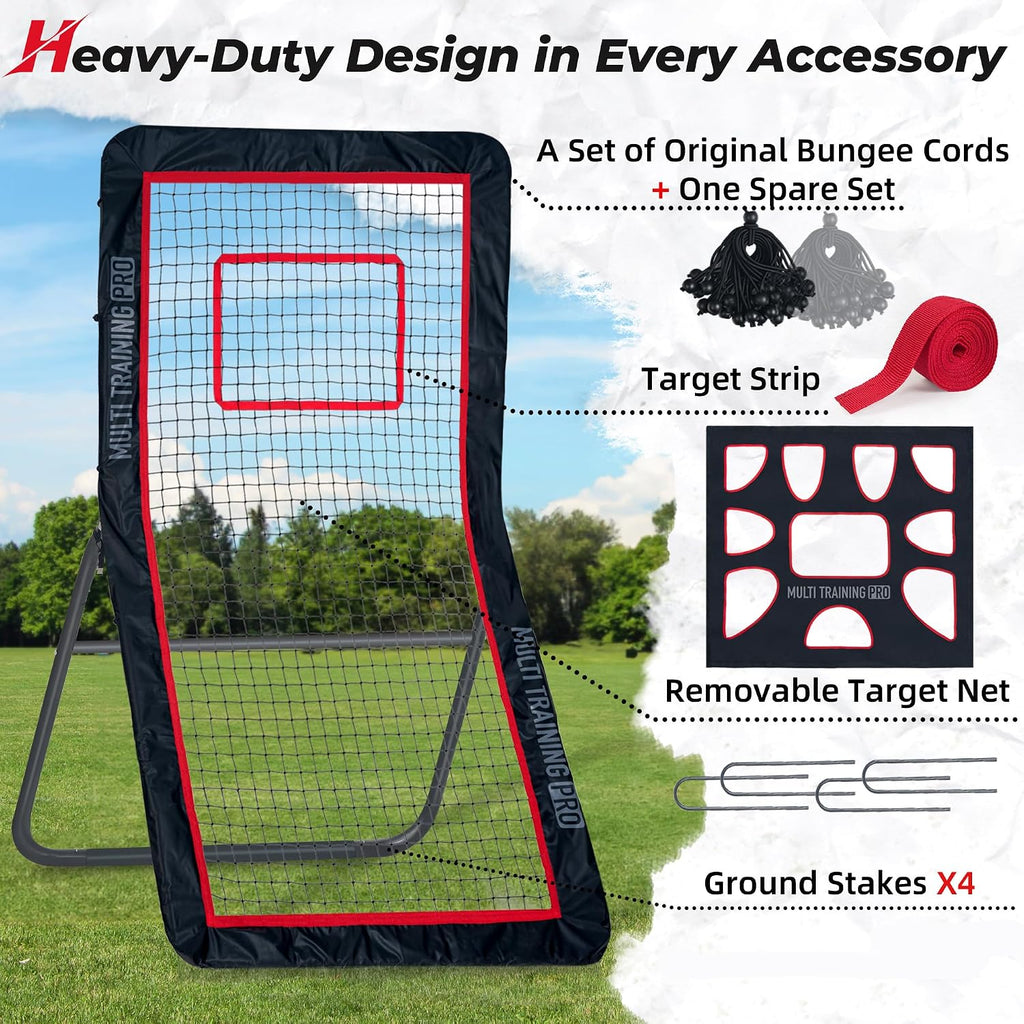 Heavy-Duty Lacrosse Rebounder for Backyard 4x7ft / 4x6ft Volleyball Rebounder Net Bounce Back with Adjustable Angles for Lacrosse Volleyball Baseball Soccer Includes Removable Target Net