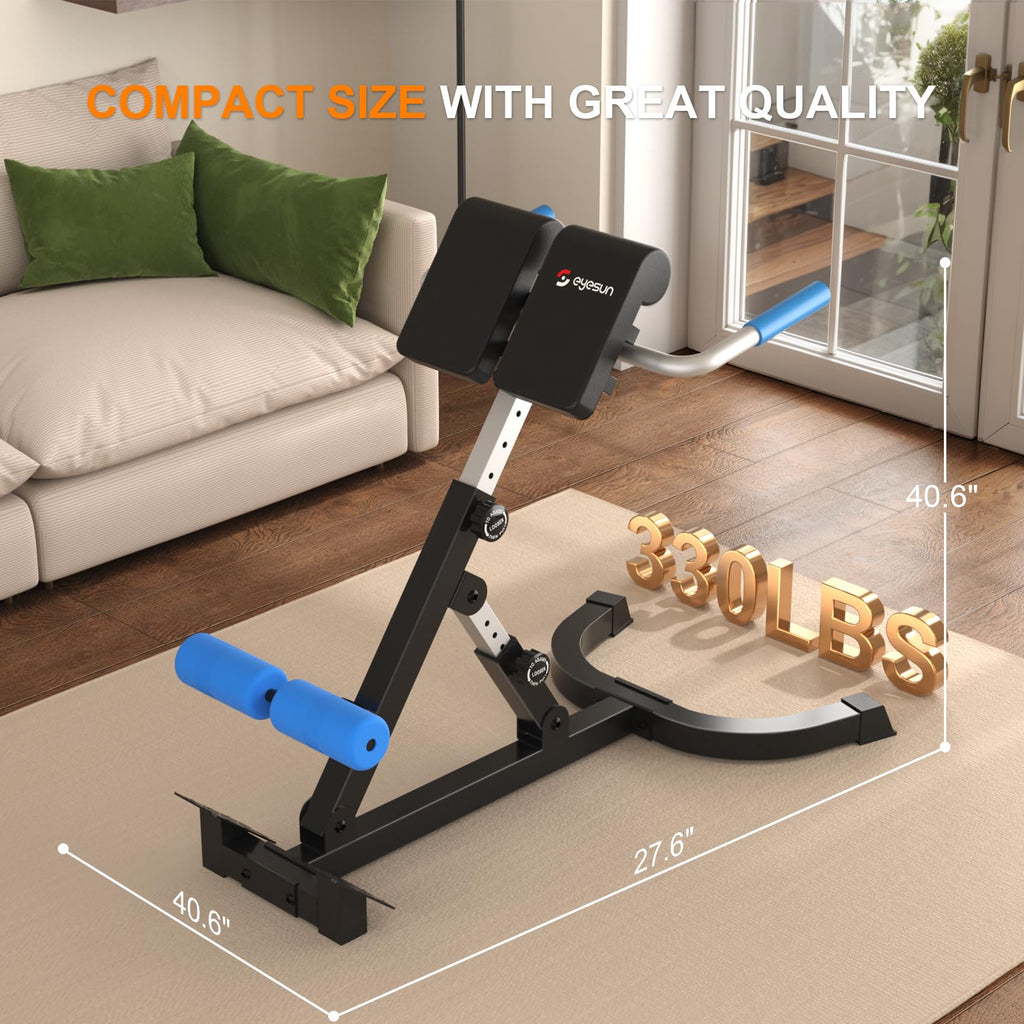 Roman Chair,Foldable Back Extension Machine,Adjustable Ab Back Extension Machine,Core Strength Trainer,Back Exercise Machine for Glute,Ab Workouts,Full All-in-One Body Workout&Home Gym Fitnessï¼Blueï¼