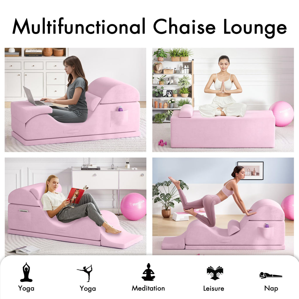 Convertible Yoga Chair for Adults, Ergonomic Foam Lounge with Lumbar Pillow