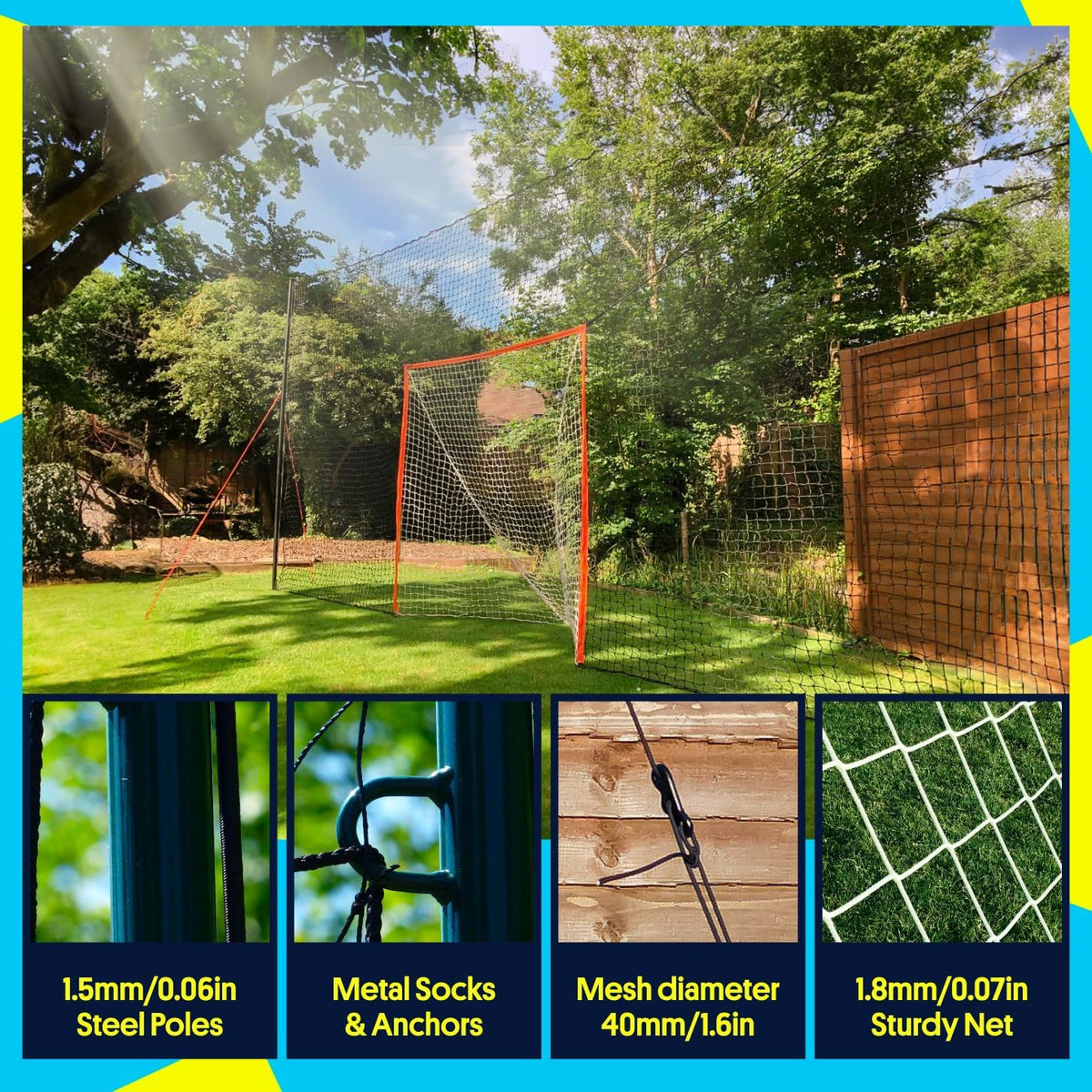Open Goaaal Lacrosse Goal, Rebounder and Backstop Net, 6 x 6 ft Inside net