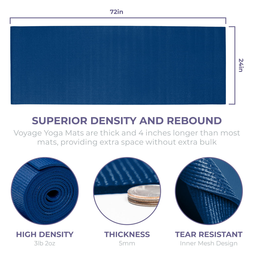 Voyage 5mm Studio Yoga Mats, 10 Pack, 72x24in
