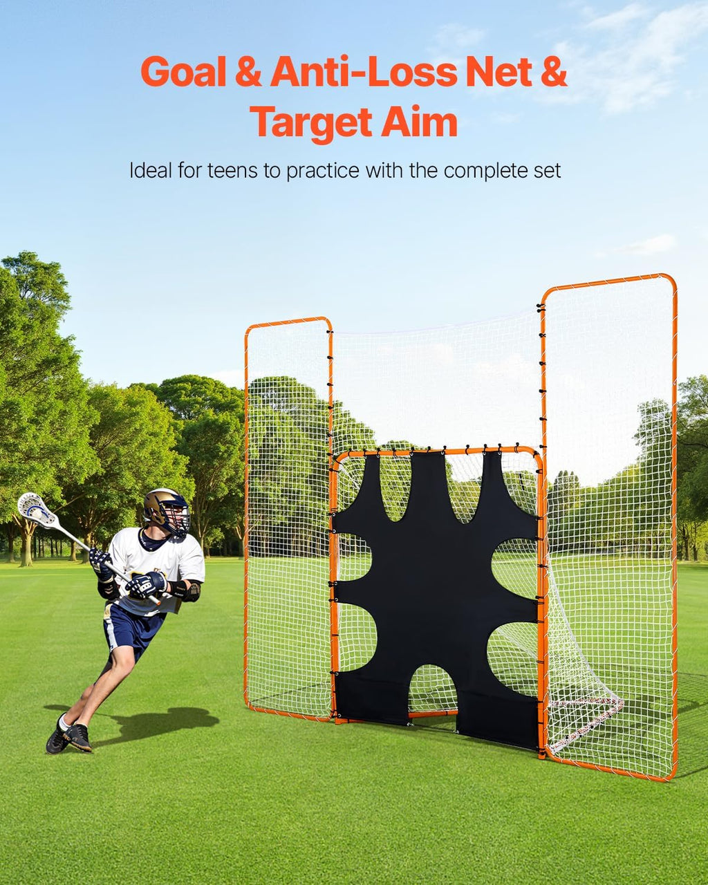 VEVOR Lacrosse Goal,Complete Portable Lacrosse Net Training Accessory Set