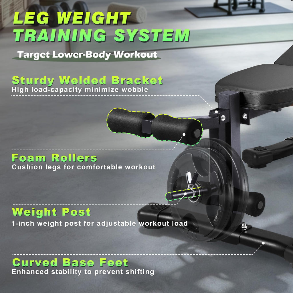 Adjustable Weight Bench for Home Gym 2.2 Inch Thick Pad