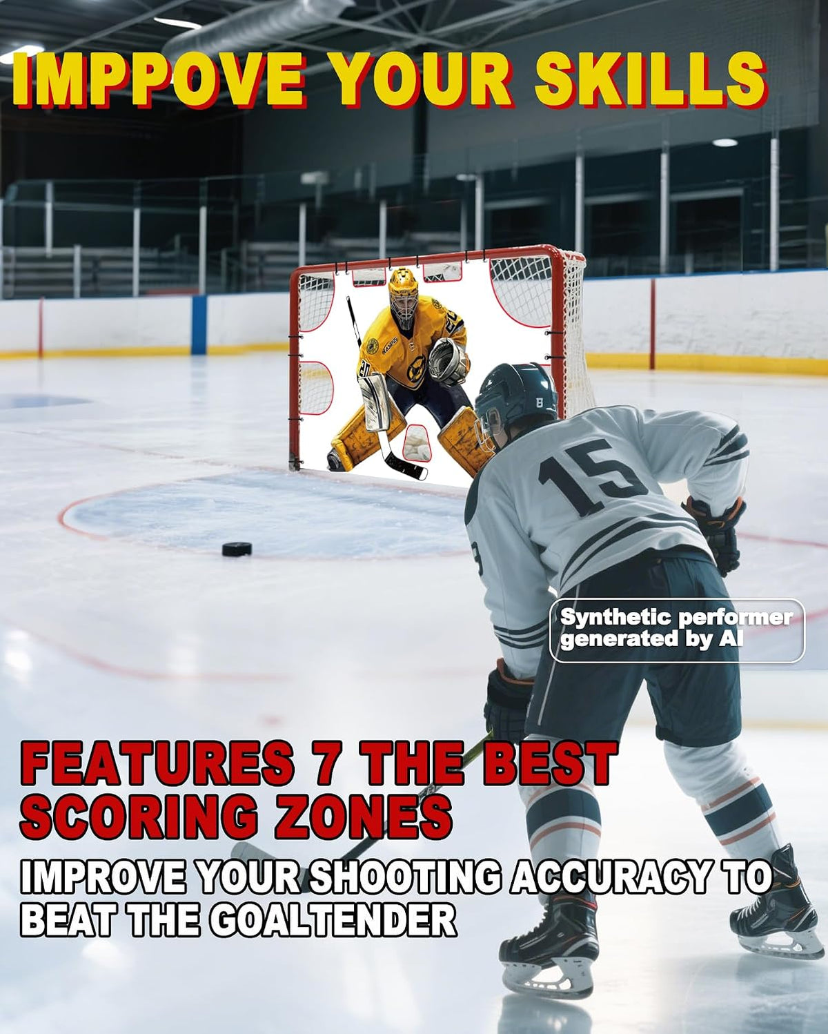 kasifei 6' x 4' Hockey Net Goalie Targets