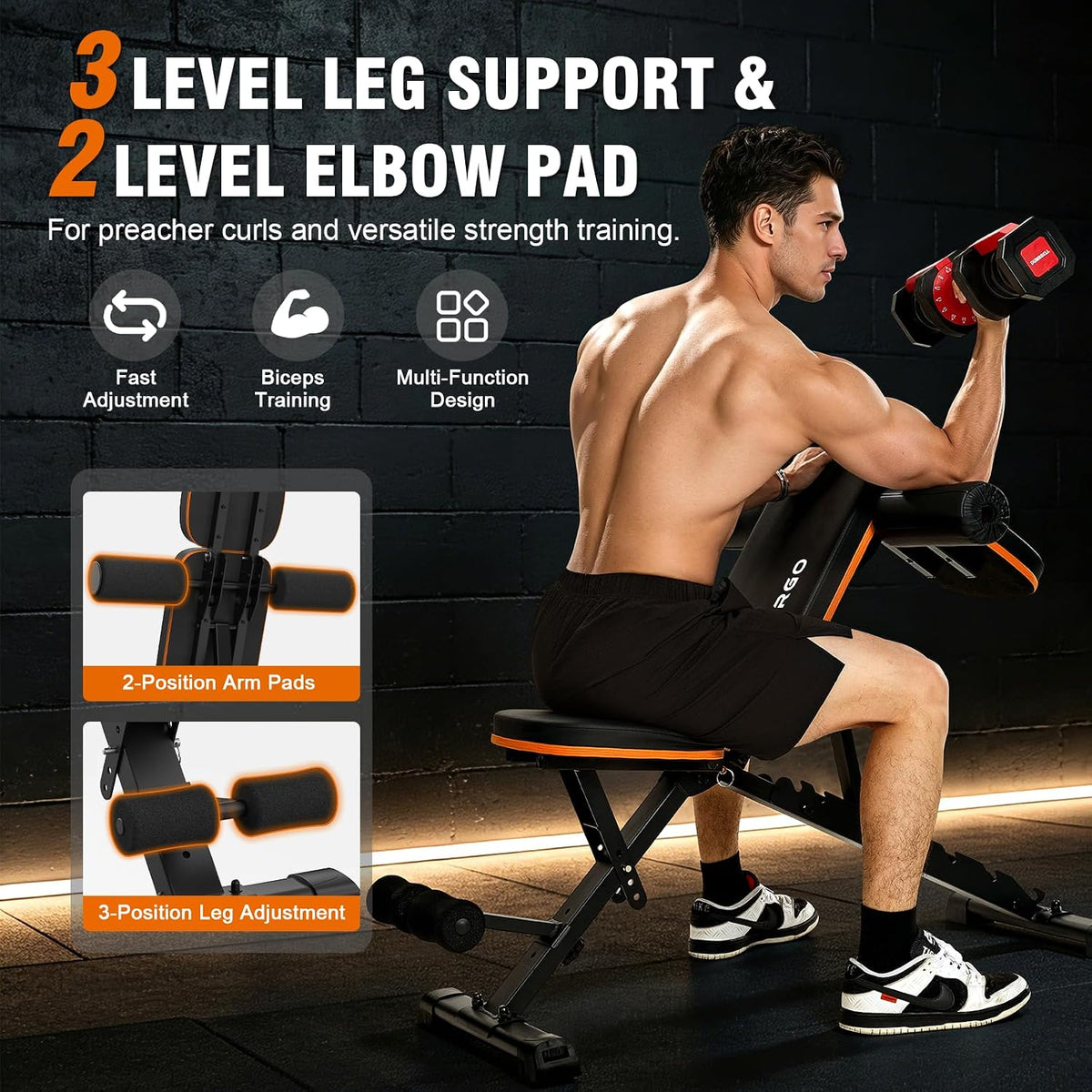 Adjustable Weight Bench for Home Gym, Foldable Workout Bench, Incline Bench
