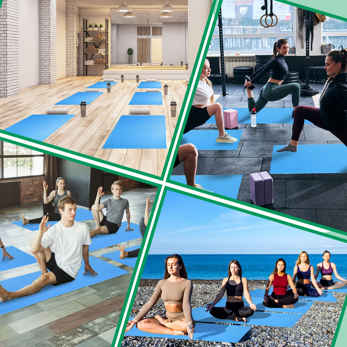 Amylove 12 Pieces Yoga Mats Bulk 68x24x0.12 Inch Exercise Non Slip Fitness Workout Mats for Women Men Home Workout Gym Yoga