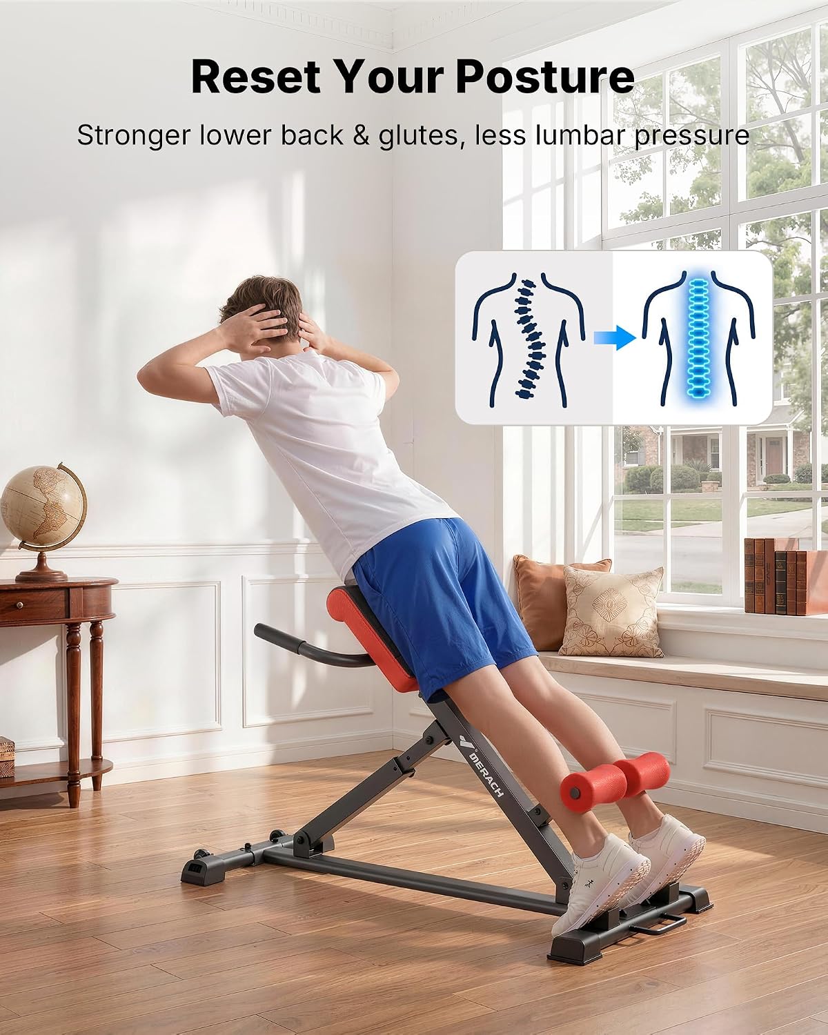 MERACH Back Extension Machine Roman Chair, Adjustable Foldable Bench