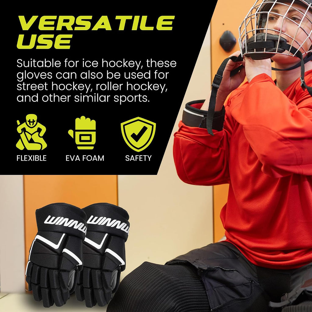 Winnwell AMP500 Ice Hockey Gloves - Durable & Lightweight Protective Equipment for Hockey Players for Youth, Junior & Senior
