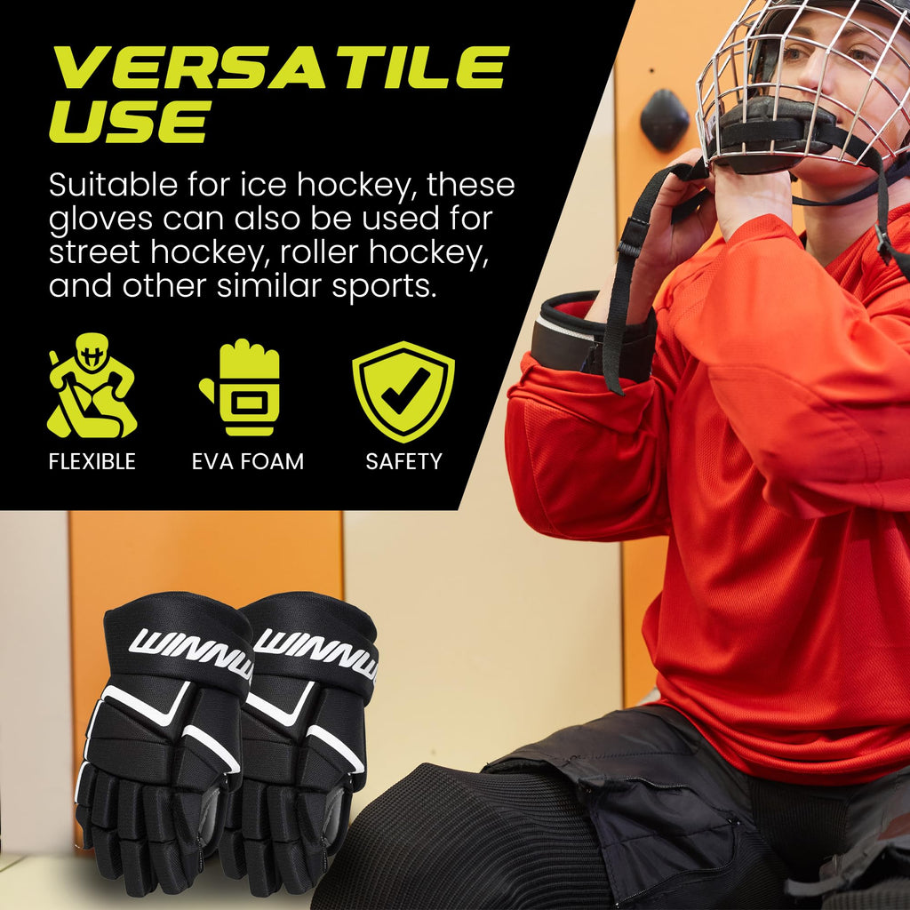 Winnwell AMP500 Ice Hockey Gloves - Durable & Lightweight Protective Equipment for Hockey Players for Youth, Junior & Senior