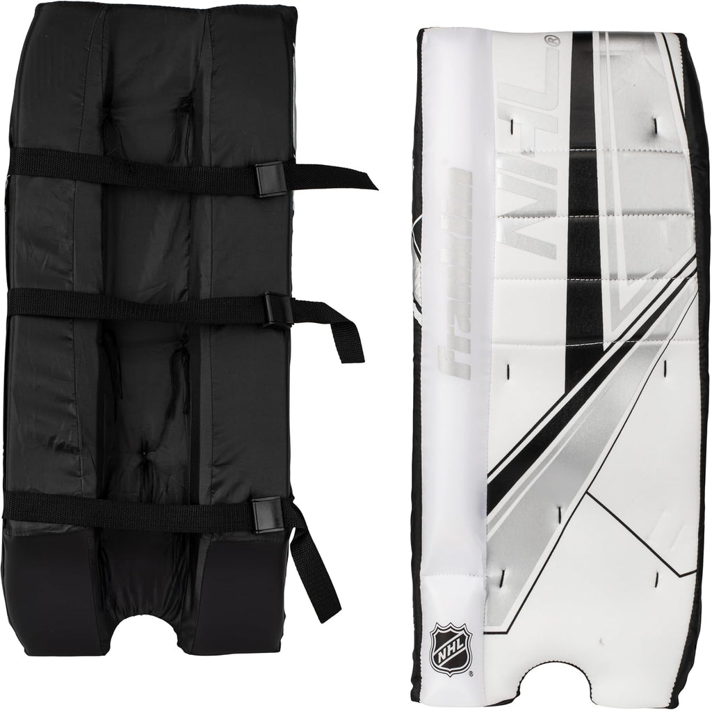 Franklin Sports NHL Kids Street Hockey Goalie Pads Set - Kids Hockey Training Equipment - Includes Block Pad, Catch Glove, and Goalie Pads