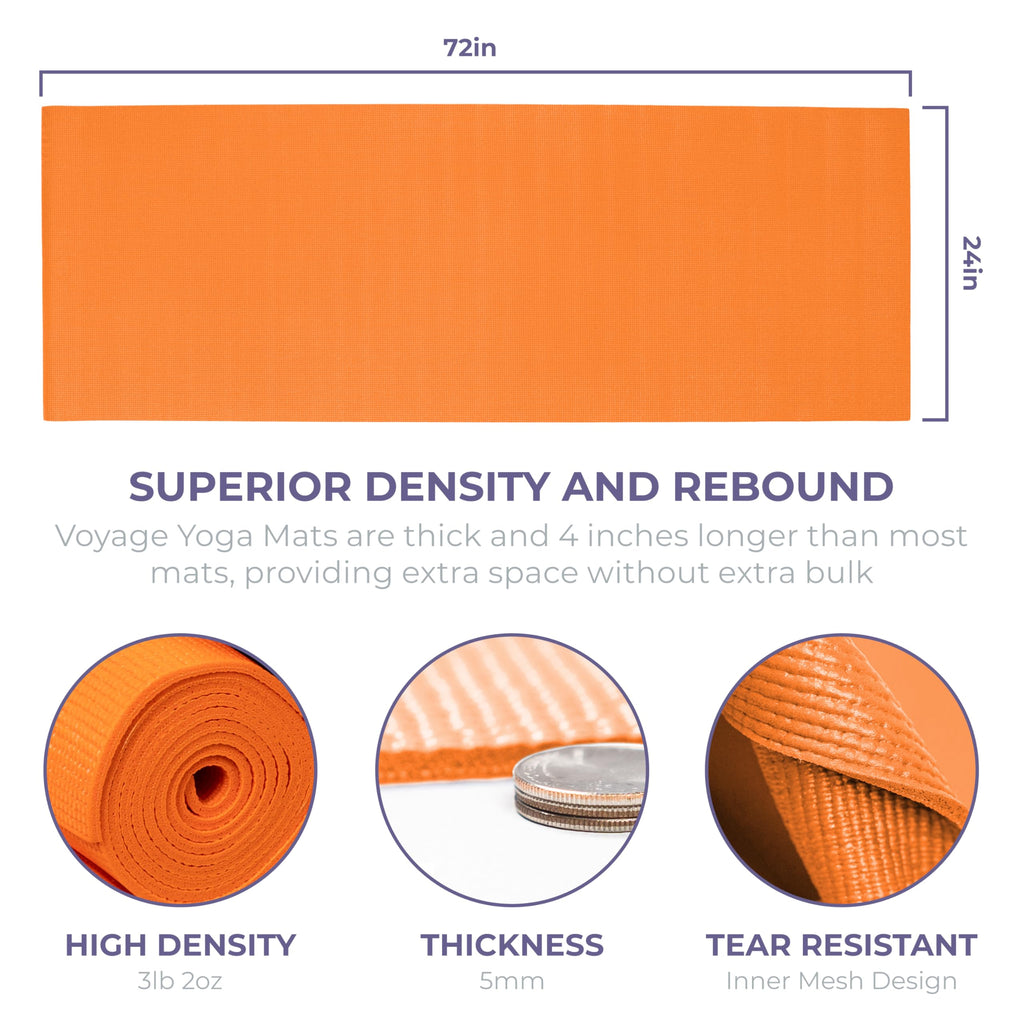 Voyage 5mm Studio Yoga Mats, 10 Pack, 72x24in