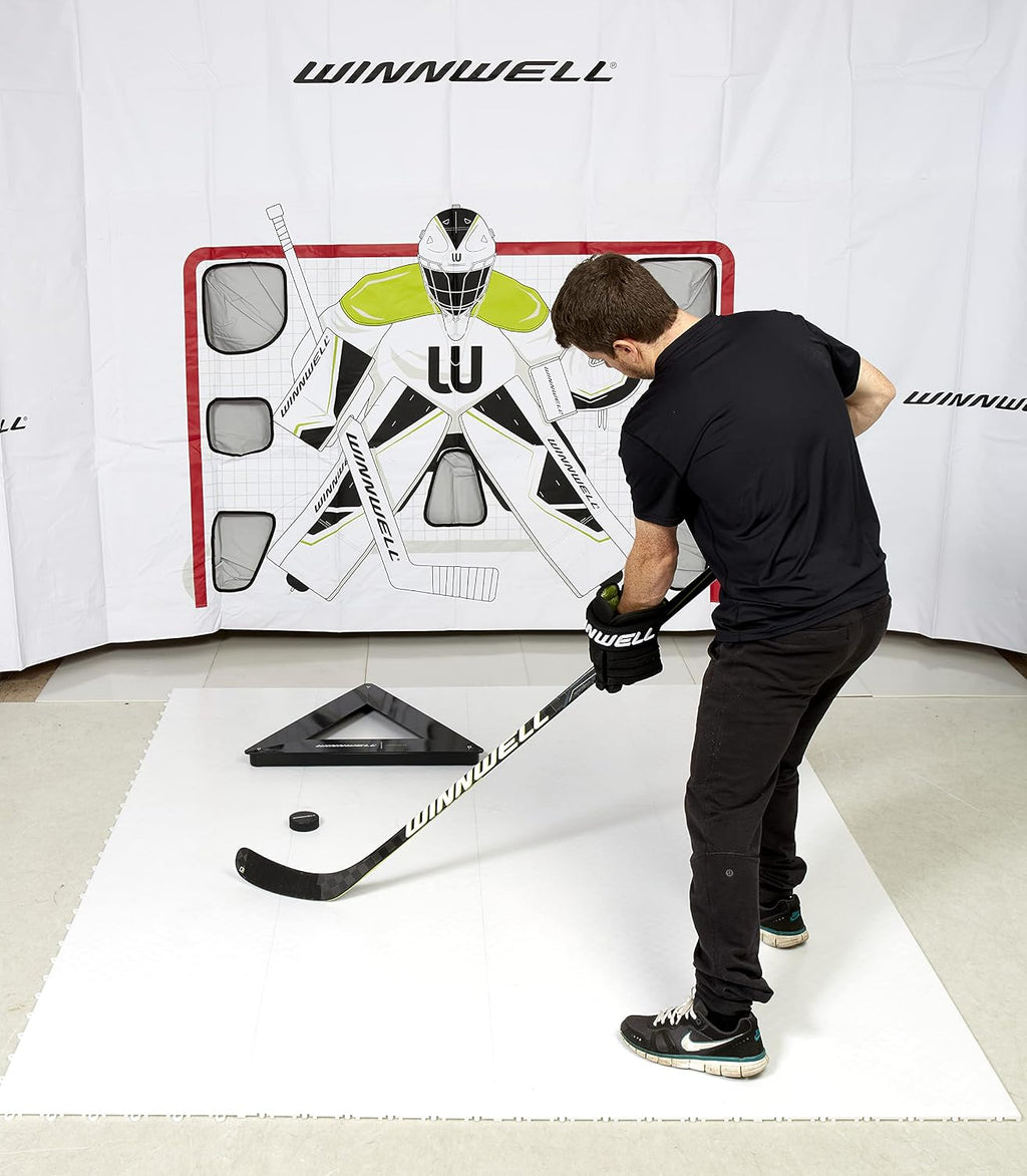 Winnwell Triangle Hockey Passing Aid - Passing & Stick Handling Trainer for On or Off Ice, Help Improve Puck Control & Shooting with Rubber Rebounder Passing Aide | Equipment Made for Kids & Adult