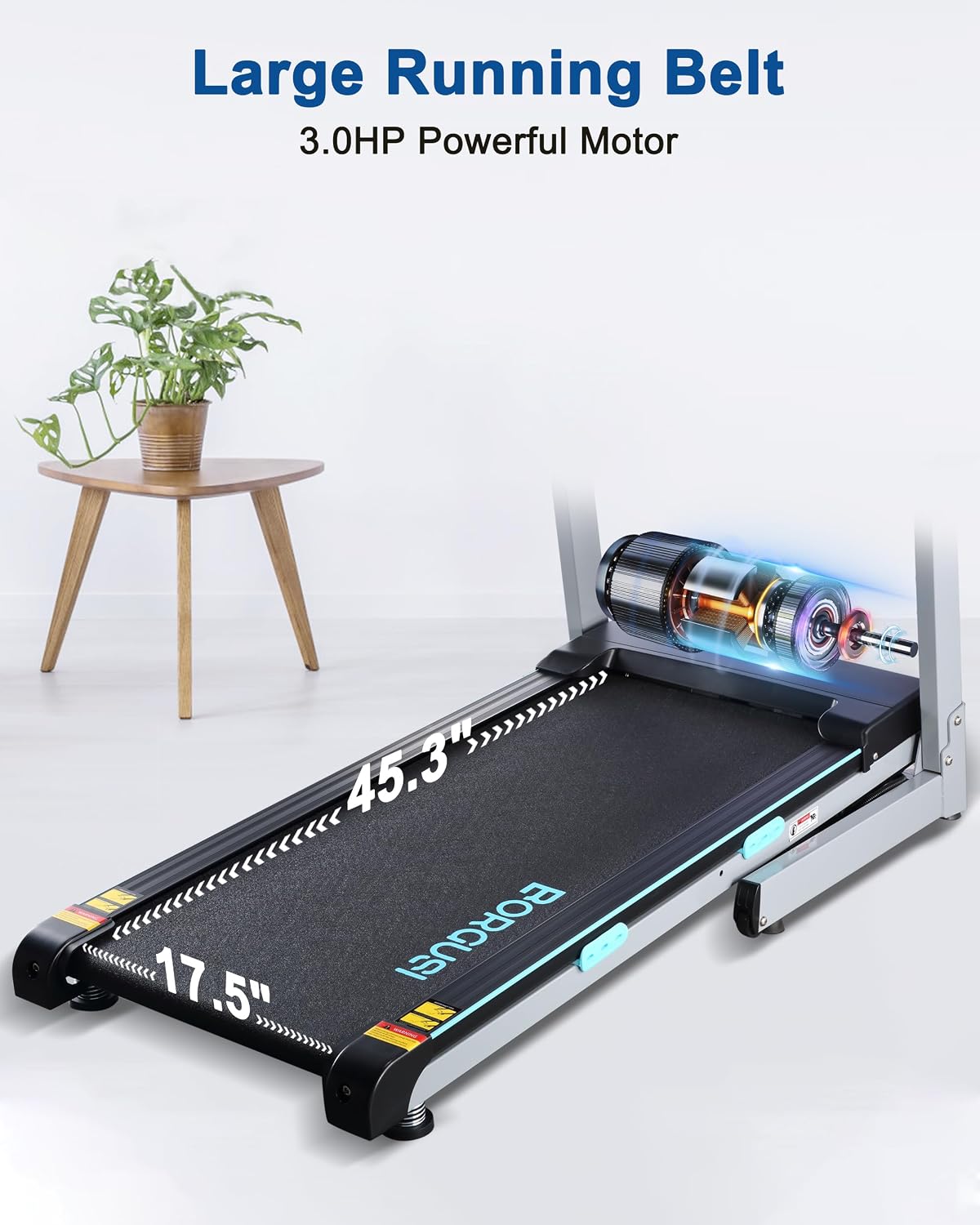 BORGUSI Treadmill with Auto Incline Folding Electric Treadmill for Home