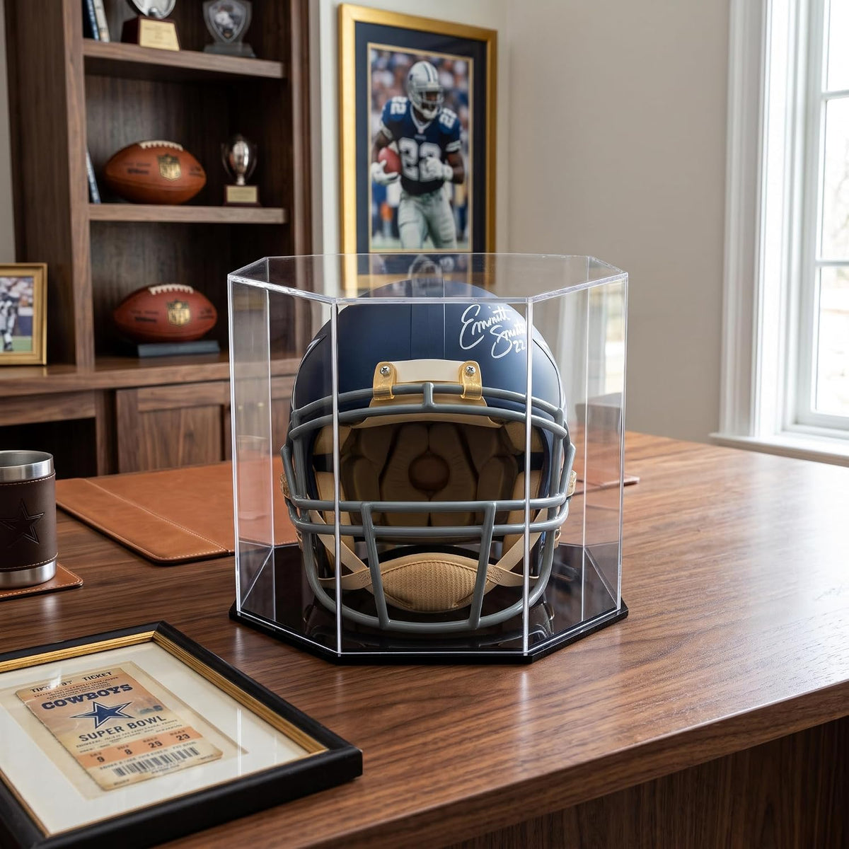 OnDisplay Deluxe Football Helmet Display Case UV Protection Octagonal