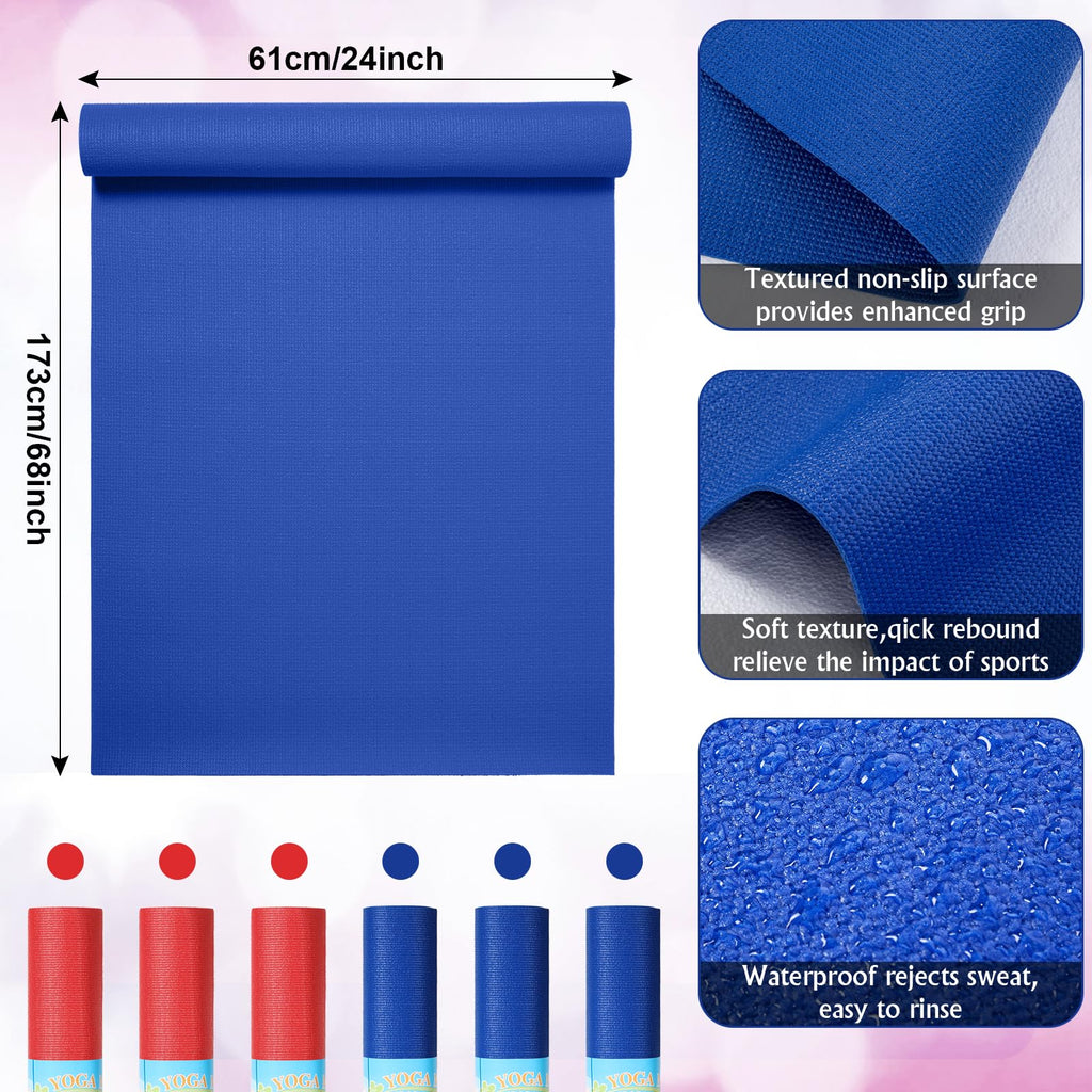 Amylove 12 Pieces Yoga Mats Bulk 68x24x0.12 Inch Exercise Non Slip Fitness Workout Mats for Women Men Home Workout Gym Yoga
