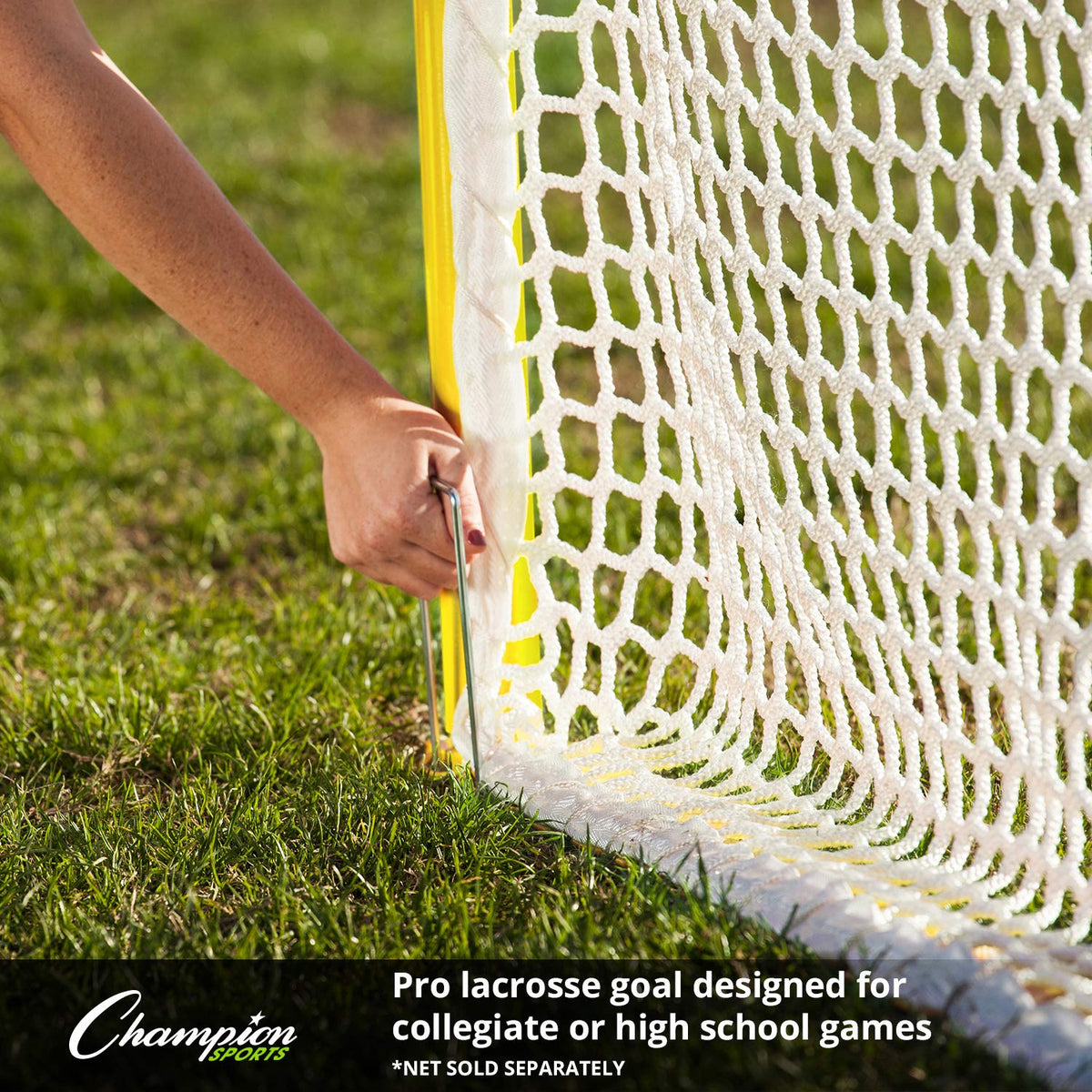Champion Sports Pro & Collegiate Lacrosse Goal 6x6 ft Steel Frame for Menâs & Womenâs Lacrosse, Training & Game Play