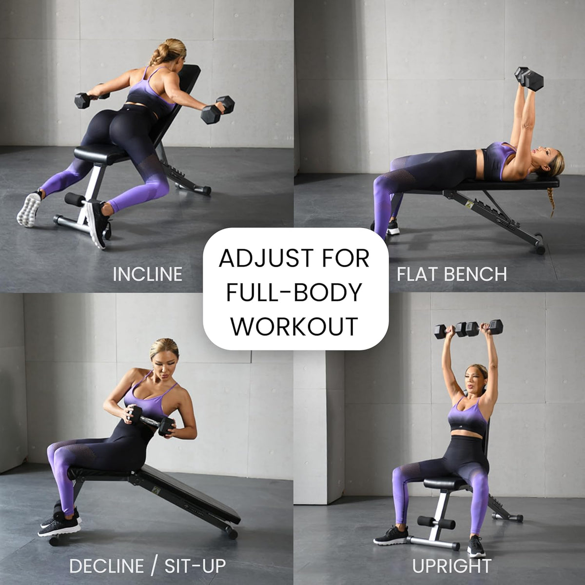 Finer Form 5-in-1 Weight Bench for Home Gym, Adjustable and Foldable