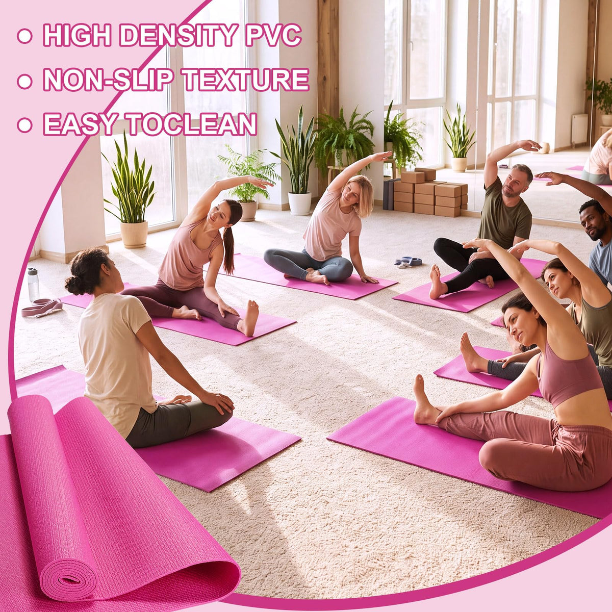 Funtery 3 mm Thin Yoga Mats Bulk, 68 x 24 in