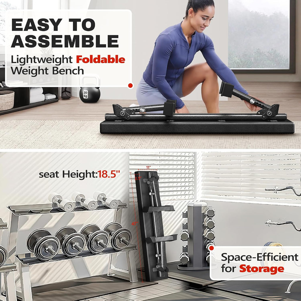 Weight Bench, Foldable Flat Bench with Gym Quality 1300 LBS Capacity