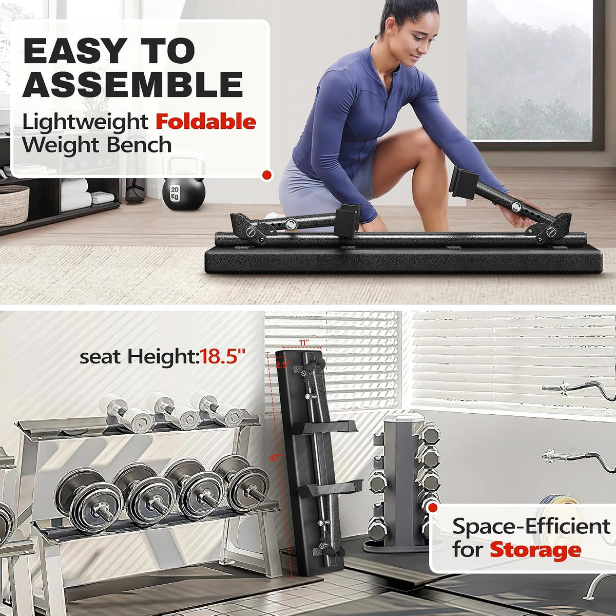 Weight Bench, Foldable Flat Bench with Gym Quality 1300 LBS Capacity