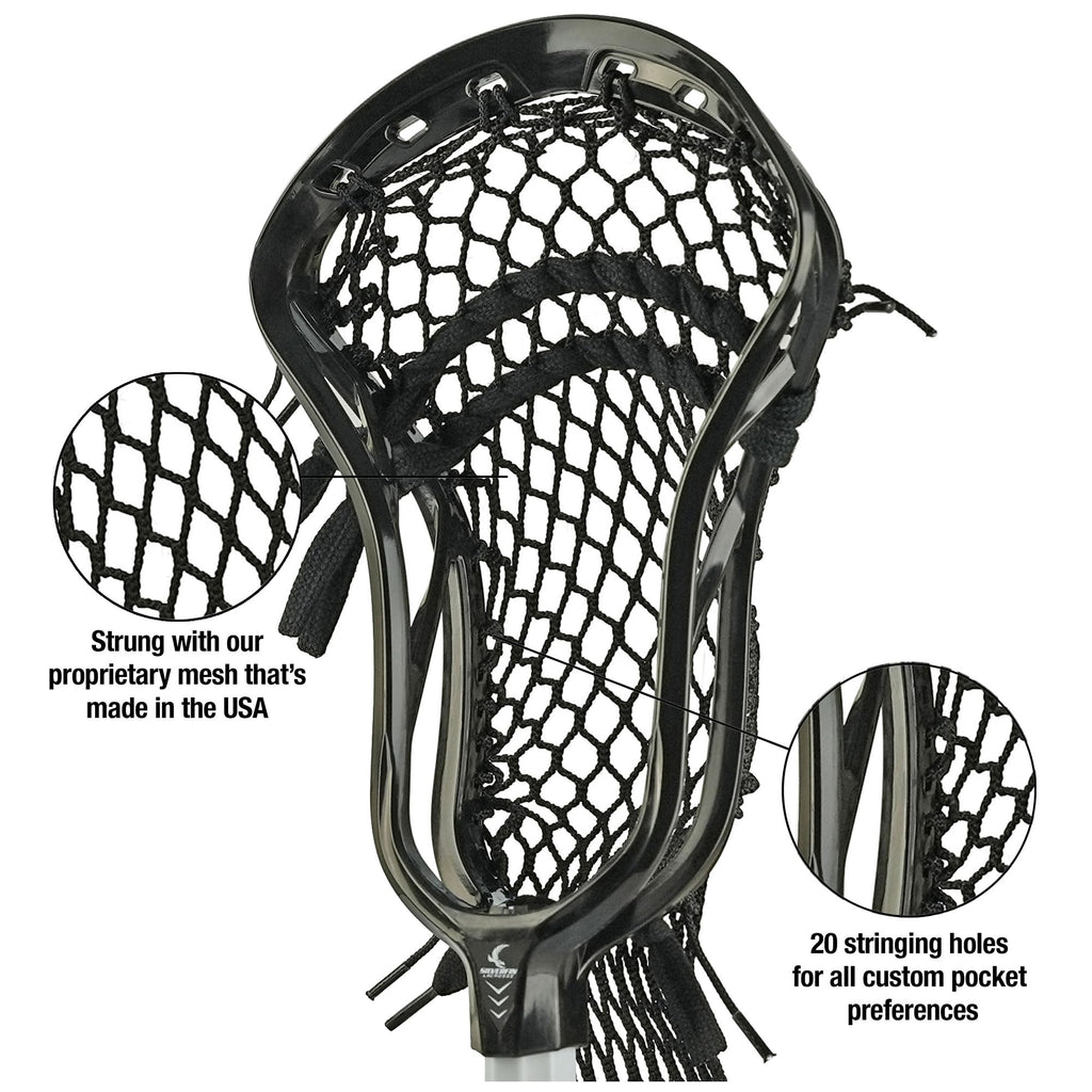 Silverfin Mens Complete Lacrosse Stick with Mesh Pocket | Youth Lacrosse Stick: Smooth, Lightweight & Durable with Sturdy Construction | Kids Lacrosse Sticks