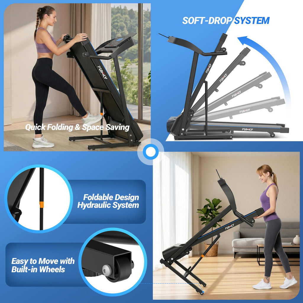 Treadmill with Auto Incline 0-20%, 4.5HP Heavy Duty Treadmill for Home, 400 lb Weight Capacity Folding Running Machine, Smart Data Monitoring/Shock Absorption/Large LED Display