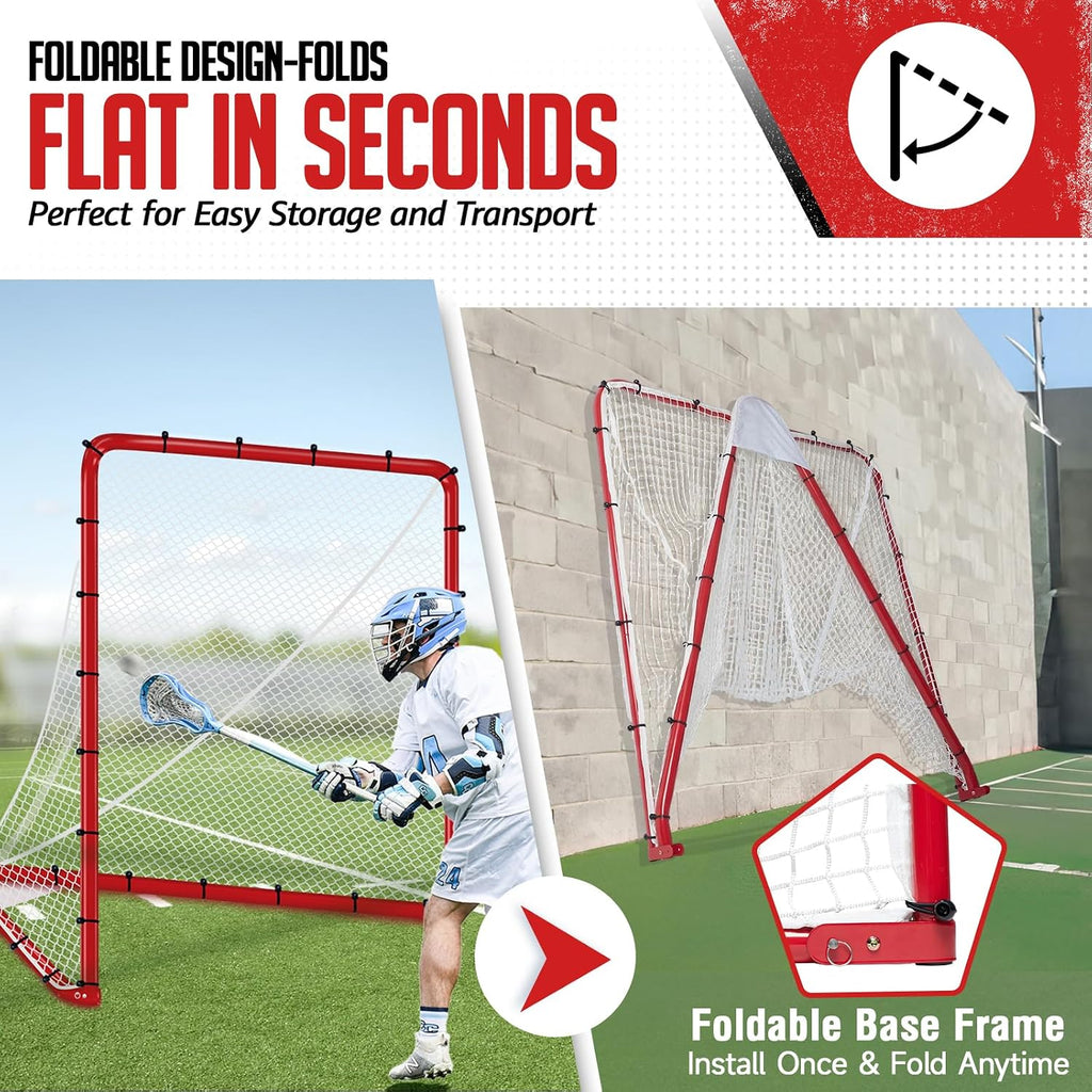 ZEALFEEL Lacrosse Goal 6x6x7Ft with 9-Zone Training Target