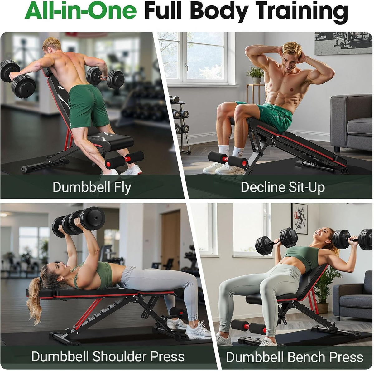 FLYBIRD Adjustable Weight Bench, Full Body Workout Bench for Home Gym