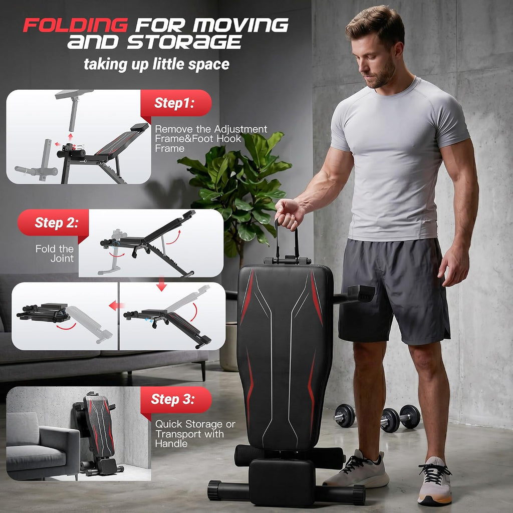 OPPSDECOR Adjustable Weight Bench with Leg Extension and Leg Curl