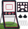 Heavy-Duty Lacrosse Rebounder for Backyard 4x7ft / 4x6ft Volleyball Rebounder Net Bounce Back with Adjustable Angles for Lacrosse Volleyball Baseball Soccer Includes Removable Target Net