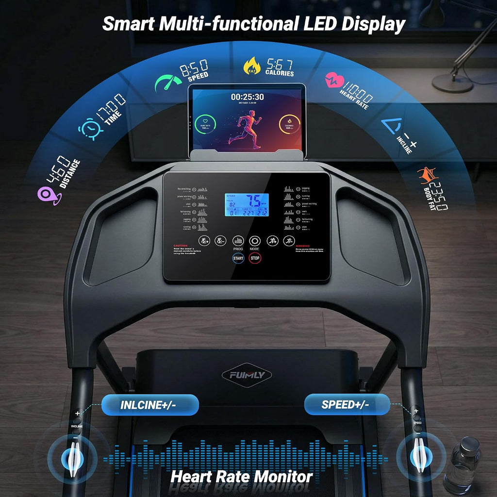 Treadmill with Auto Incline 0-20%, 4.5HP Heavy Duty Treadmill for Home, 400 lb Weight Capacity Folding Running Machine, Smart Data Monitoring/Shock Absorption/Large LED Display