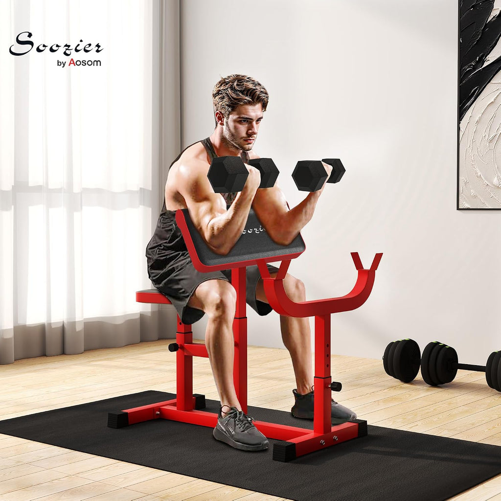 Soozier Adjustable Preacher Curl Bench with Brabell Rack 265 LBS