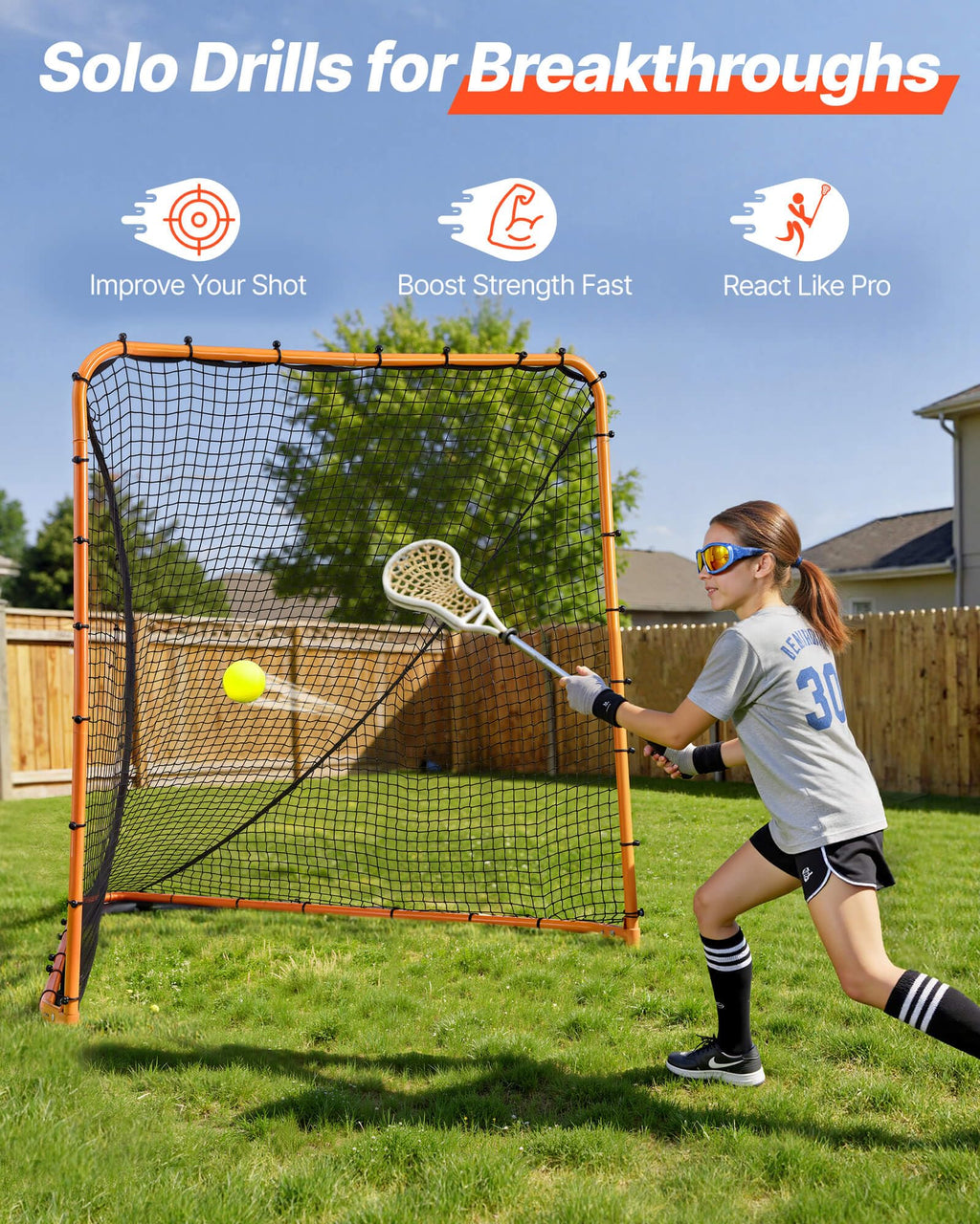 VEVOR Lacrosse Goal,Complete Portable Lacrosse Net Training Accessory Set