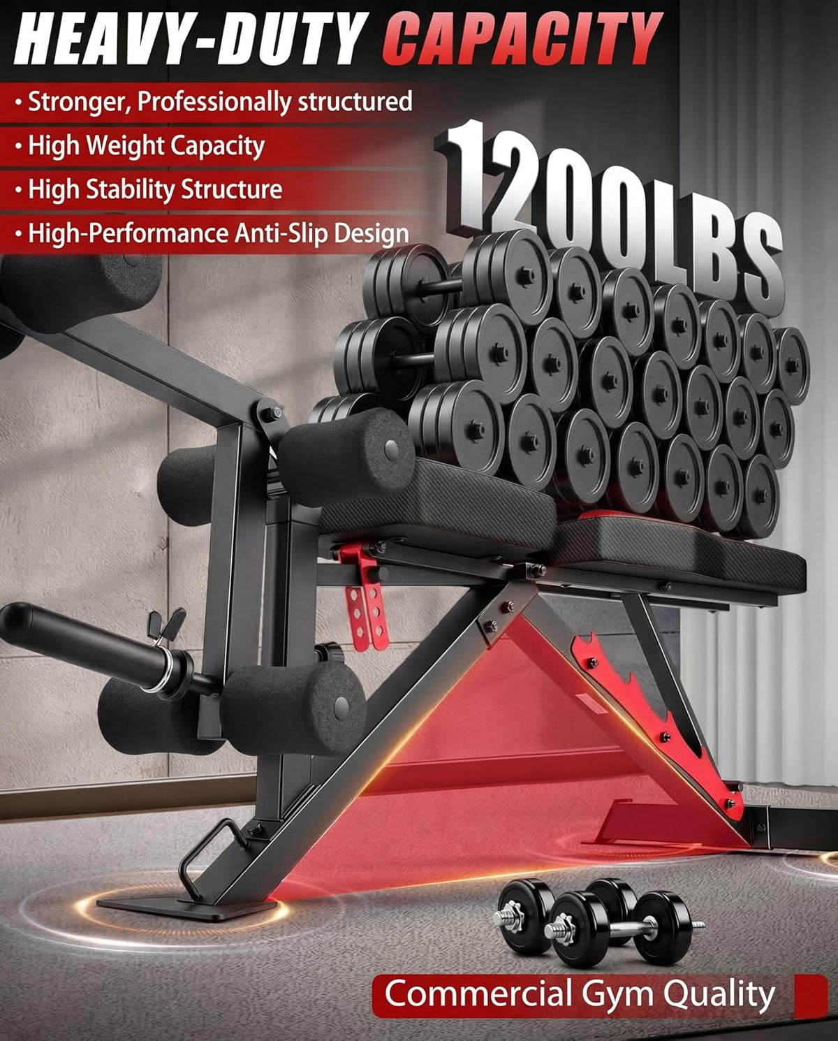 OPPSDECOR 1200 lbs Adjustable Weight Bench with Leg Extension & Leg Curl