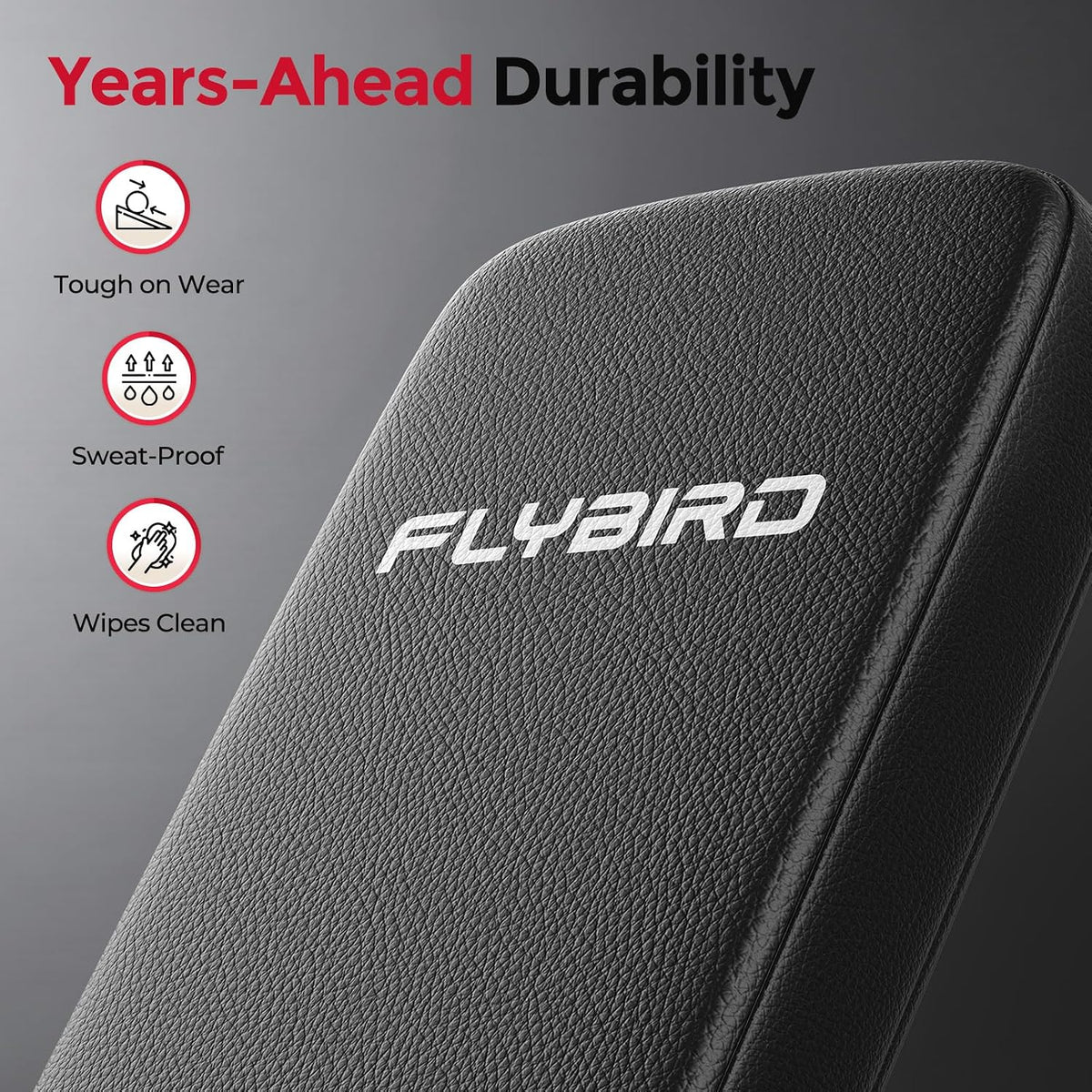 FLYBIRD WB5 Weight Bench, ASTM-Certified 800LBS Adjustable Weight Bench Workout Bench Foldable for Home Gym, 90Â° to -30Â° FID and 30in Extended Backrest for Bench Press Strength Training Exercise