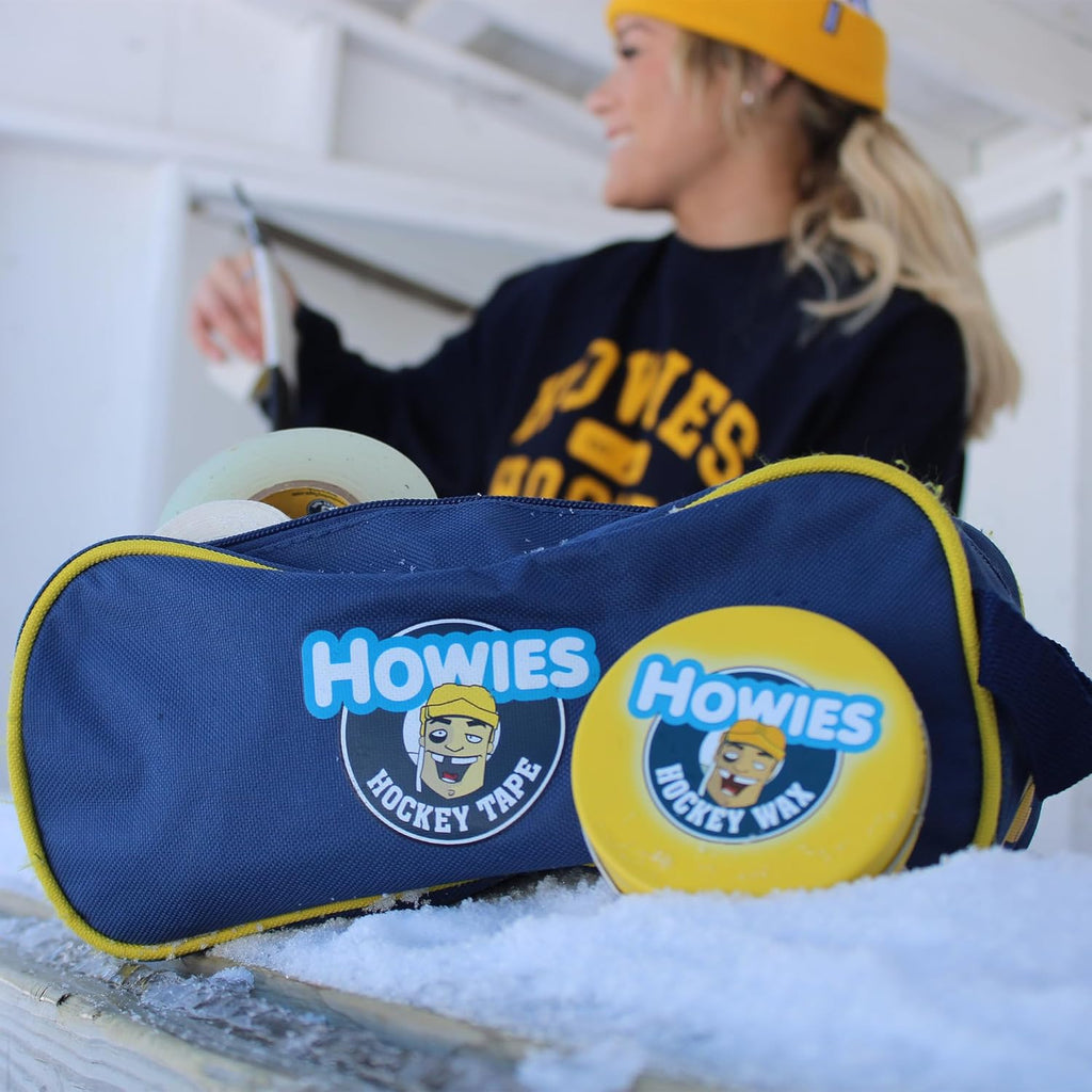 Howies Hockey Loaded Accessory Bag â Includes Stick, Grip, and Shin Pad Tape, Helmet Repair Kit, Fine Skate Stone and More! Ultimate Travel Bag and Gift for Hockey Players & Fans.