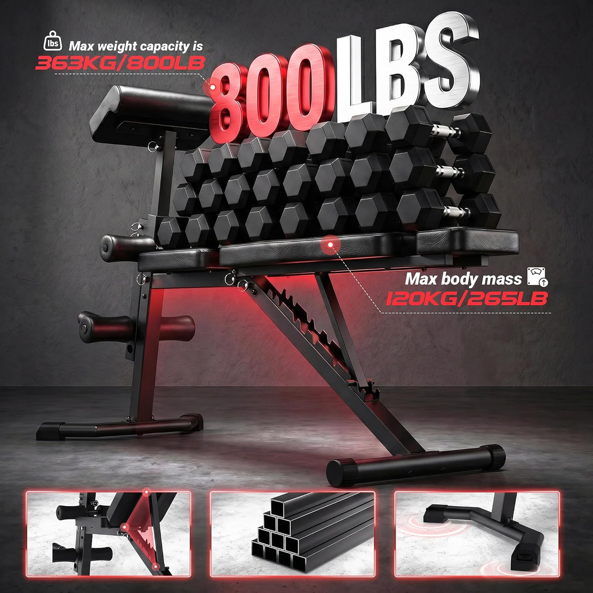 ANCHEER Adjustable Weight Bench with Leg Extension and Leg Curl
