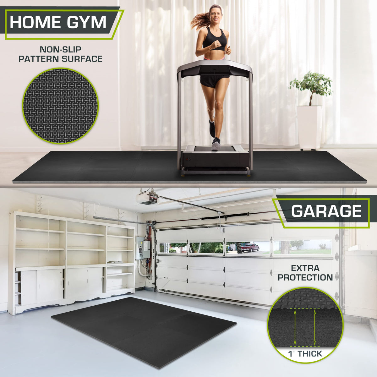 ProsourceFit Weaved Pattern Extra Thick Exercise Puzzle Mat 1-inch, EVA Foam Interlocking Tiles for Protective, Cushioned Flooring for Home and Gym Equipment; Gray, 72 SQ FT, 18 Tiles